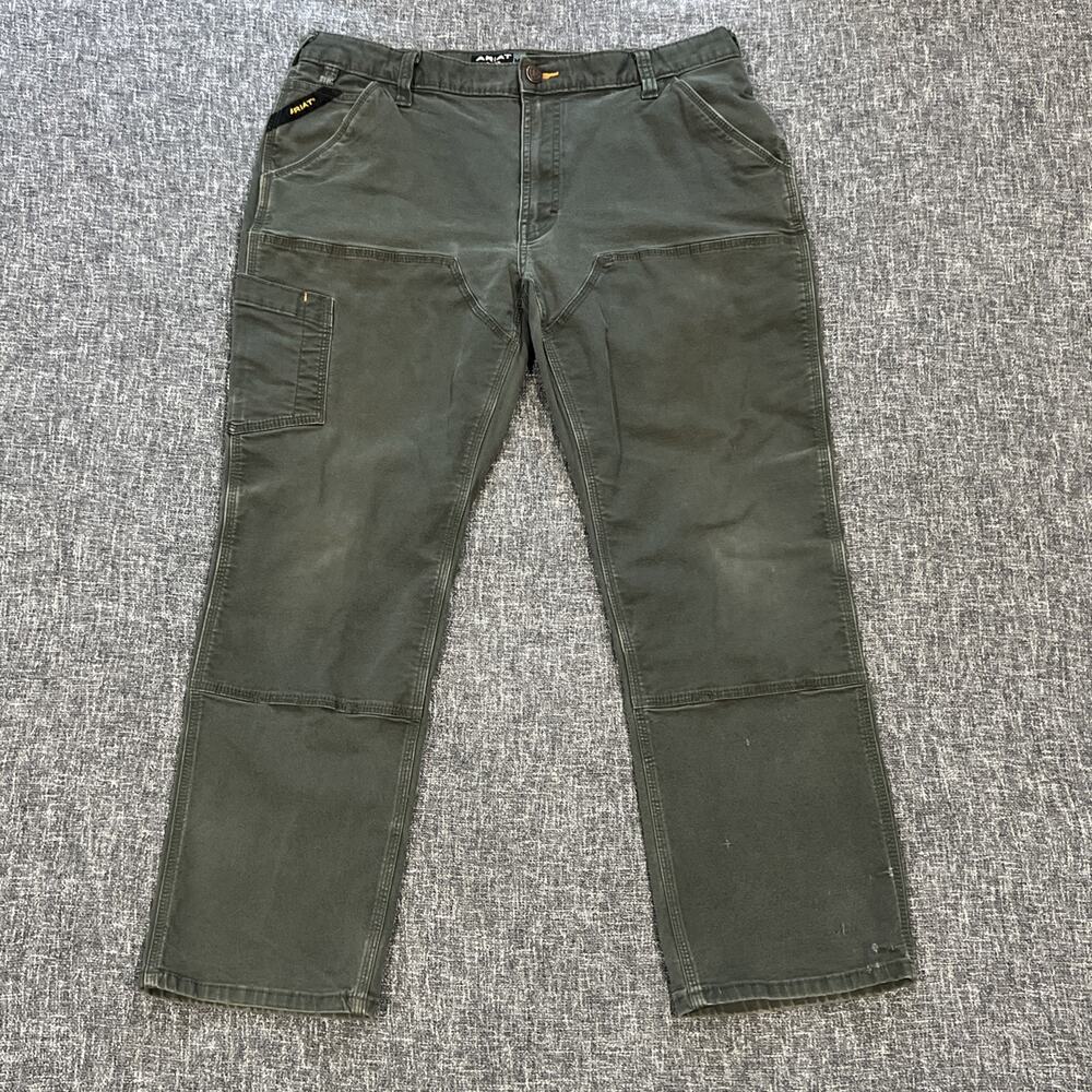 Ariat Rebar M4 Relaxed Work Pants Men’s 36x30 Green Double Knee Canvas